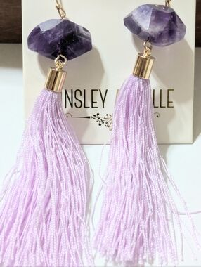 Kinsley Armelle Amethyst Crystal Tassel Earrings